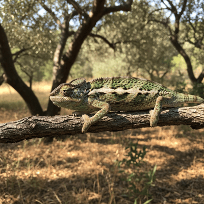 A detailed image of a Common Chameleon (reptiles) in its typical natural habitat