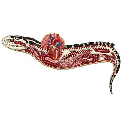 Scientific cross-sectional illustration of a Common European Adder