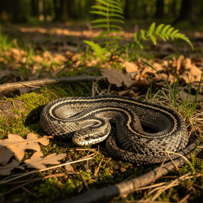 A detailed image of a Common European Adder (reptiles) in its typical natural habitat