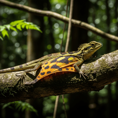 Detailed image of a Common Flying Dragon (lizards) in its natural habitat