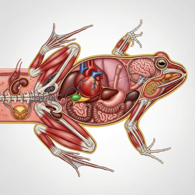 An anatomical cross-sectional illustration of a Common Frog