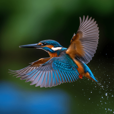 Action shot of a Common Kingfisher (birds) in flight