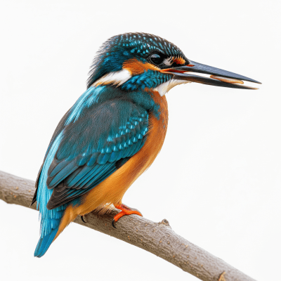 High quality studio photograph of a single Common Kingfisher