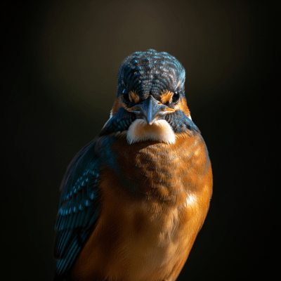 Editorial-style portrait of a Common Kingfisher, belonging to the taxonomy birds.