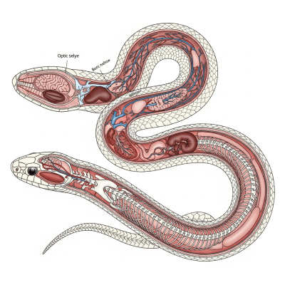 Scientific cross-sectional illustration of a Common Kingsnake