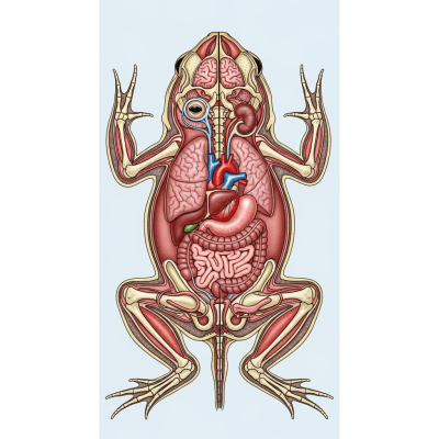 An anatomical cross-sectional illustration of a Common Midwife Toad
