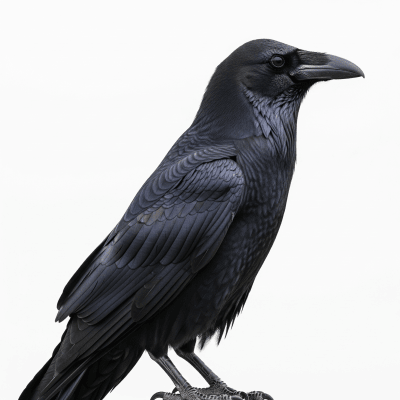 High quality studio photograph of a single Common Raven