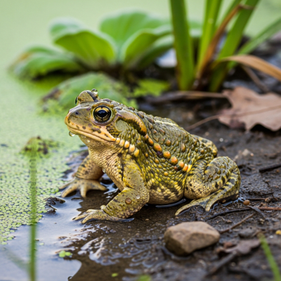 A detailed image of a Common Spadefoot Toad (amphibians) in its natural habitat