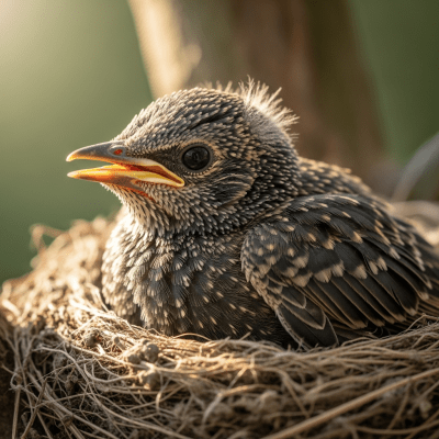 Image of a juvenile or chick stage of the Common Starling, within the taxonomy birds