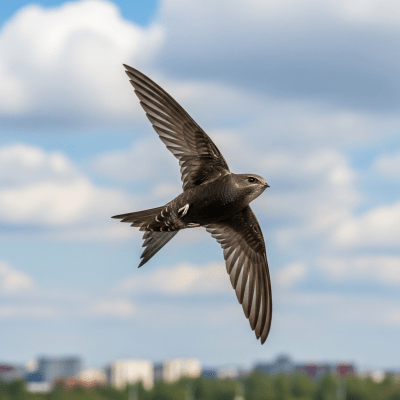 Photorealistic image of a Common Swift (birds) in its typical natural environment