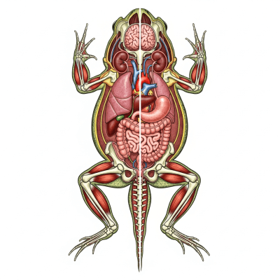 An anatomical cross-sectional illustration of a Common Toad
