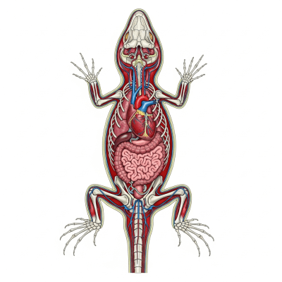 Scientific cross-sectional illustration of a Common Wall Lizard