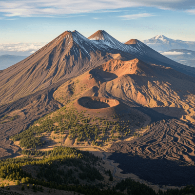 Natural landscape image showing the Complex volcano in its real-world environment, emphasizing its geological features and surrounding terrain