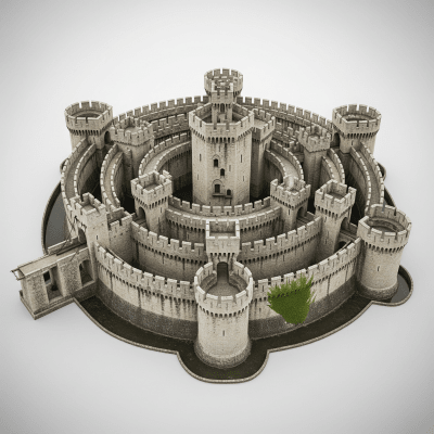 High quality studio photograph of a Concentric Castle, belonging to the castles taxonomy