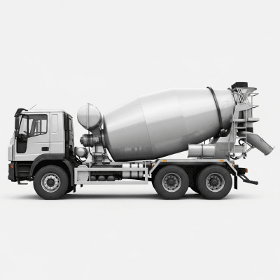 Clean side profile view of a Concrete Mixer Truck, part of the trucks