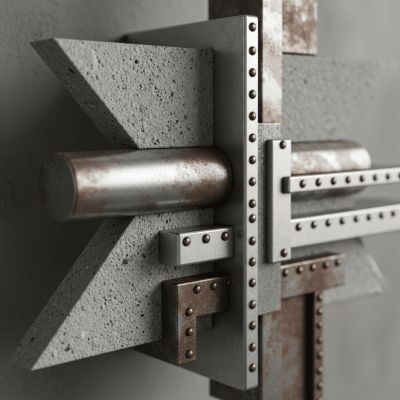 Close-up detail shot of a distinctive feature or ornamentation from the Constructivism (architecture), showing material texture, craftsmanship, or unique design elements