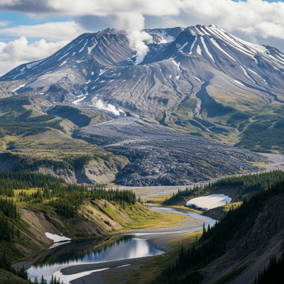 Natural landscape image showing the Continental volcano in its real-world environment, emphasizing its geological features and surrounding terrain