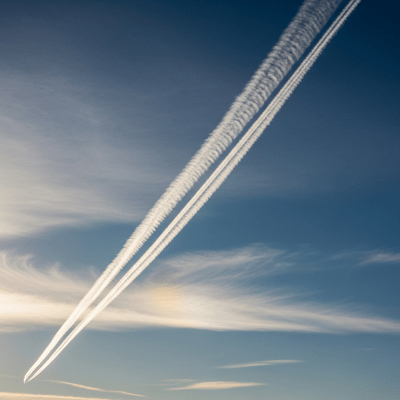 Realistic outdoor scene featuring a Contrail