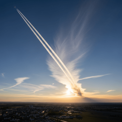 Depiction of a Contrail as seen in cultural or practical use