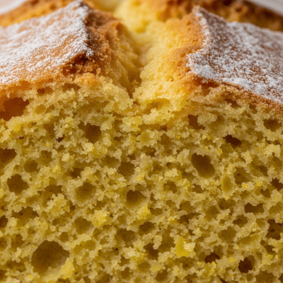 Macro photograph focusing on the crust and surface texture of Cornbread