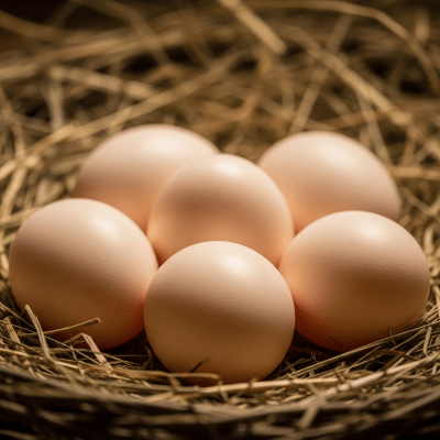 Image depicting eggs laid by a Cornish, contextualized within the chicken taxonomy