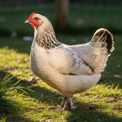 Naturalistic image of a Cornish belonging to the chicken taxonomy in its typical outdoor environment