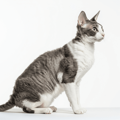 High resolution studio photograph of a Cornish Rex