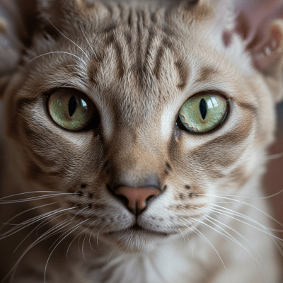 Close-up macro photograph of the face of a Cornish Rex