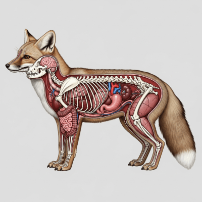 Detailed anatomical illustration of a Corsac Fox
