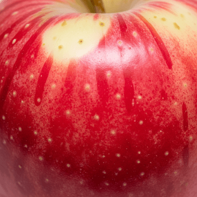 A detailed macro shot focusing on the skin texture and color variation of a Cortland