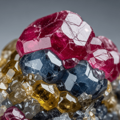 Macro shot of Corundum, of the taxonomy minerals, showing detailed crystal structure and surface texture