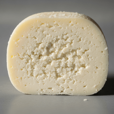 Close-up cross-sectional view of a Cotija, showing its internal texture and structure