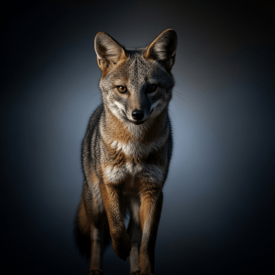 Editorial-style portrait of a Crab-eating Fox, belonging to the taxonomy canines.
