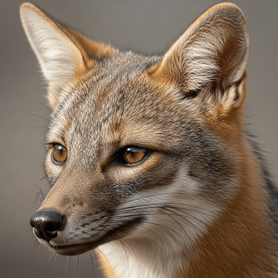 Close-up photograph of the face of a Crab-eating Fox