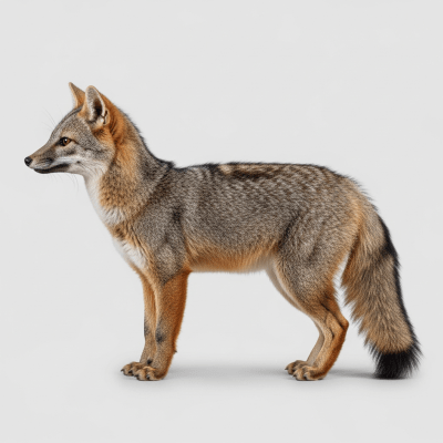 Side profile photograph of a standing Crab-eating Fox, part of the taxonomy canines