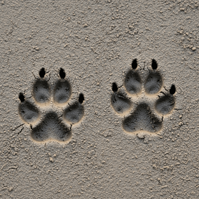 Image depicting tracks or footprints left by a Crab-eating Fox, belonging to the taxonomy canines