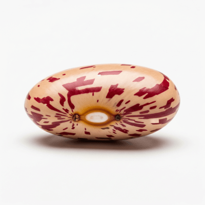High quality studio photograph of a single Cranberry Bean