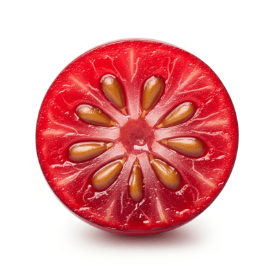 A cross-sectional view of a sliced Cranberry, part of the taxonomy berries