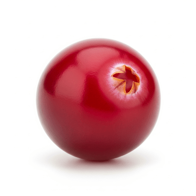 High quality studio photograph of a single Cranberry from the fruits taxonomy