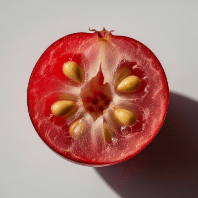 A close-up image showing a cross-section of the Cranberry, belonging to the fruits taxonomy