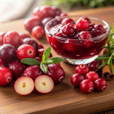 Image of the Cranberry, part of the fruits taxonomy, prepared or used in a typical culinary context