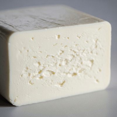 Close-up cross-sectional view of a Cream Cheese, showing its internal texture and structure