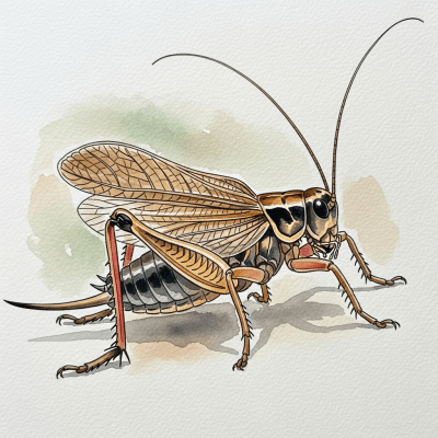 Artistic depiction of a single Cricket, belonging to the taxonomy insects