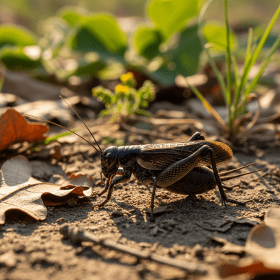 Detailed image showing a Cricket in its natural environment