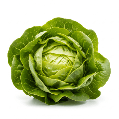 High resolution photograph of a single Crisphead Lettuce