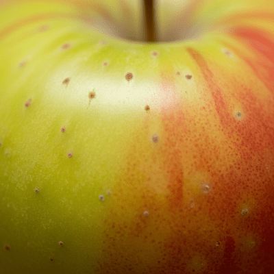A detailed macro shot focusing on the skin texture and color variation of a Crispin