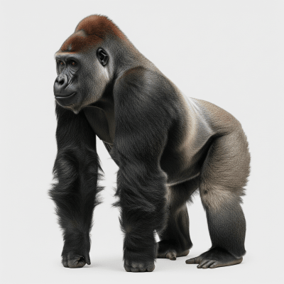 High quality studio photograph of a Cross River gorilla (subspecies)