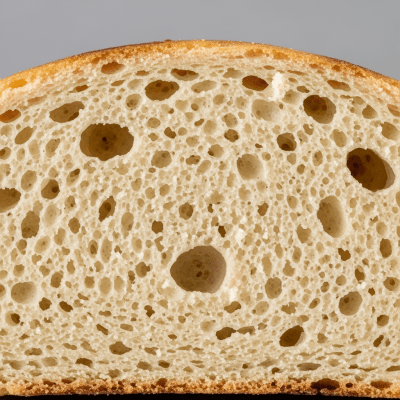 A close-up image of the interior of a sliced Crumpet