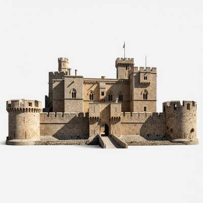High quality studio photograph of a Crusader Castle, belonging to the castles taxonomy