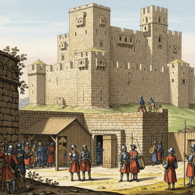 An image showing the Crusader Castle from the castles taxonomy being used or inhabited historically